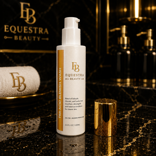 Tri-Acid exfoliating cleanser bottle with open cap