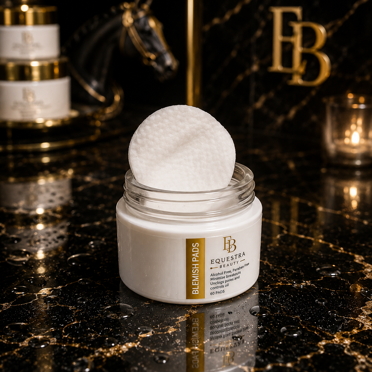 Open jar of AHA BHA exfoliating treatment pads