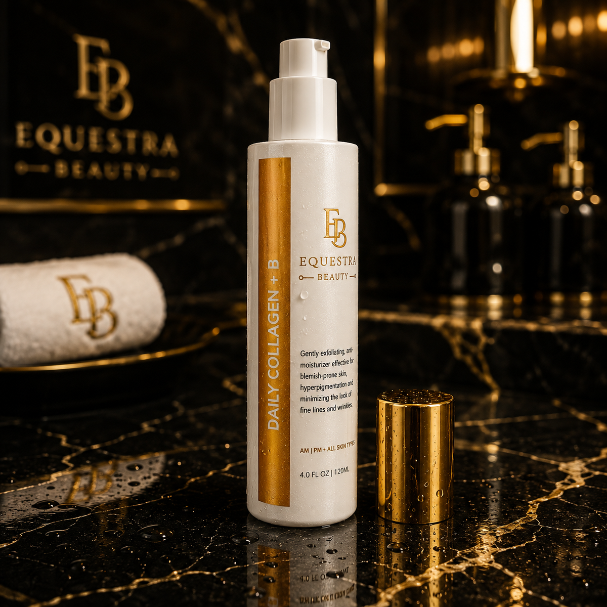 Daily Collagen and B Moisturizer bottle with open cap